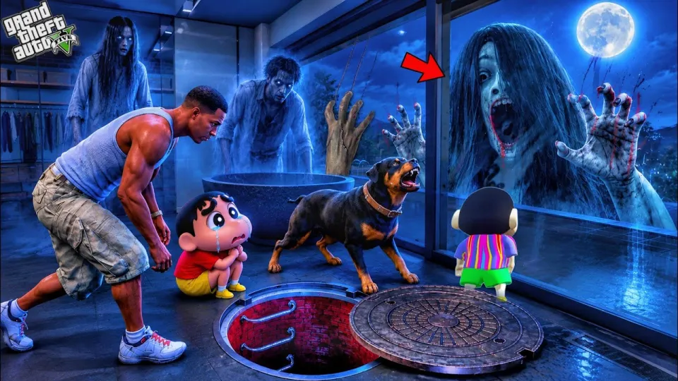GTA 5 Franklin And Shinchan HIDE From a GHOST in GTA 5! Bangla Gameplay